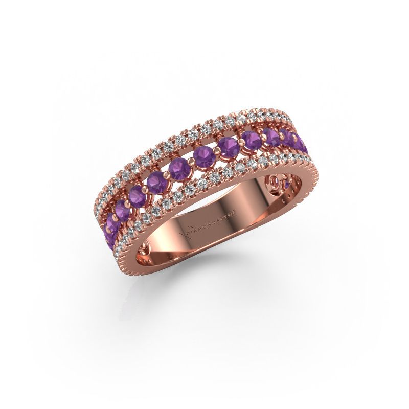 Ring Elizbeth 1 585 rose gold amethyst 2 mm