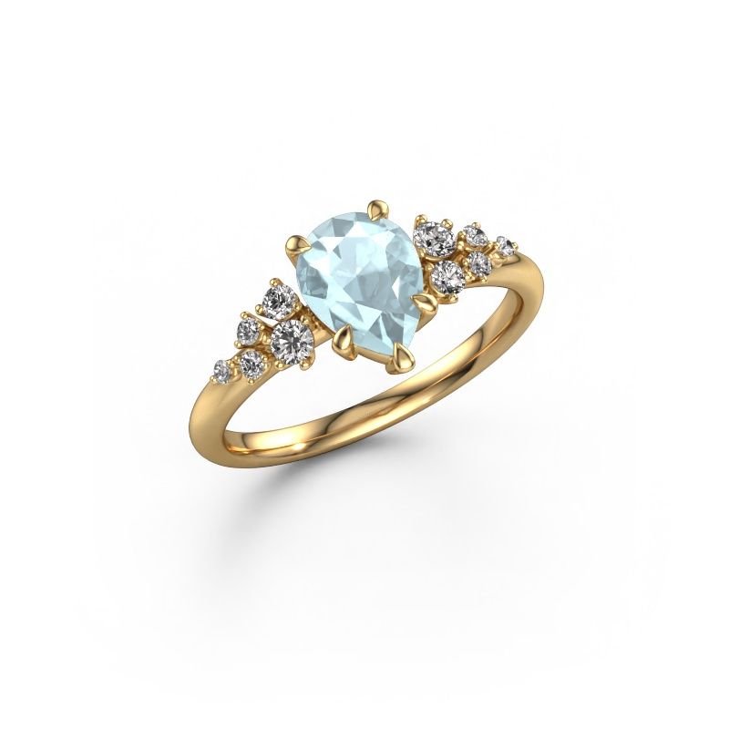 Engagement ring Royce PER 585 gold aquamarine 8x6 mm