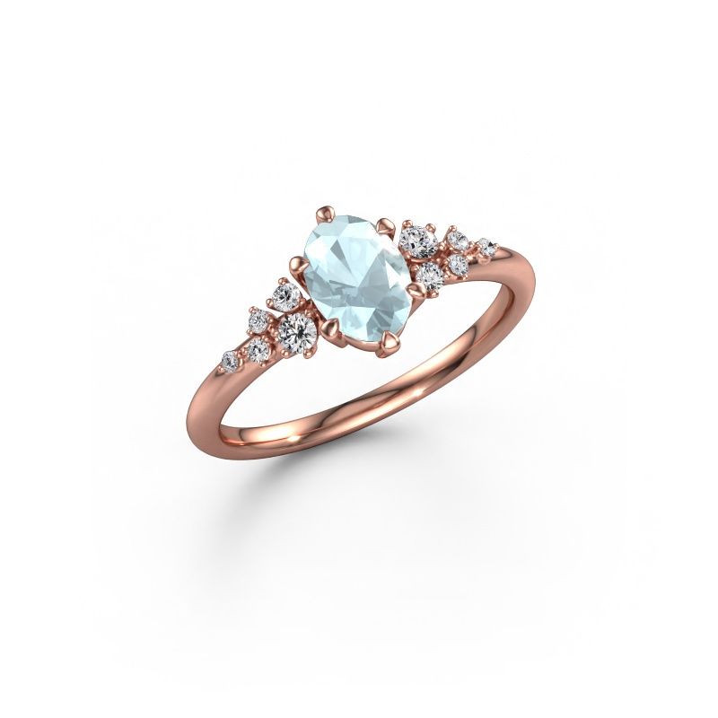 Ring Royce OVL 585 Roségold Aquamarin 7x5 mm