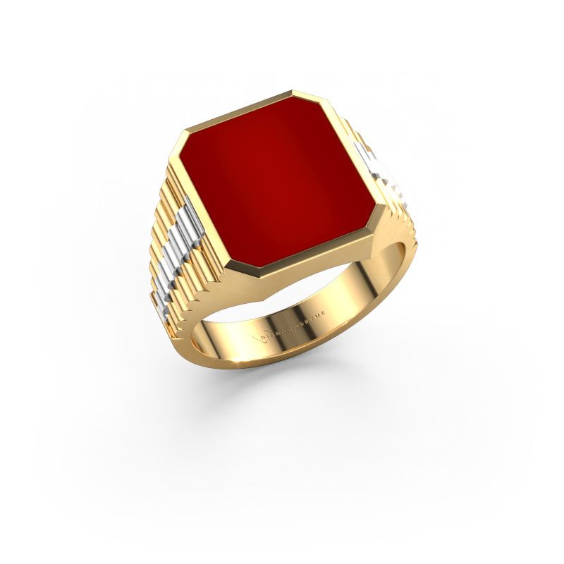 Zegelring Brent 3 585 goud carneool 14x12 mm