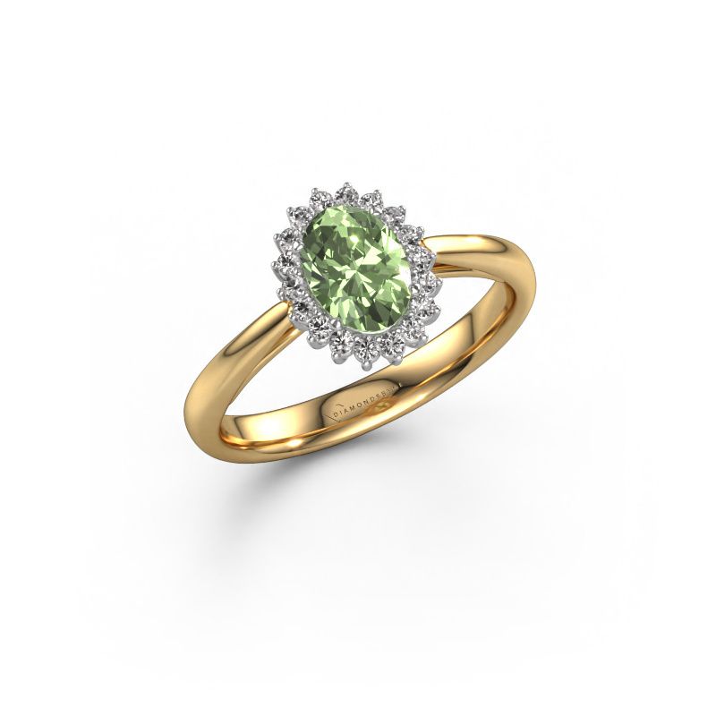 Engagement ring Tilly ovl 1 585 gold green lab grown diamond 7x5 mm