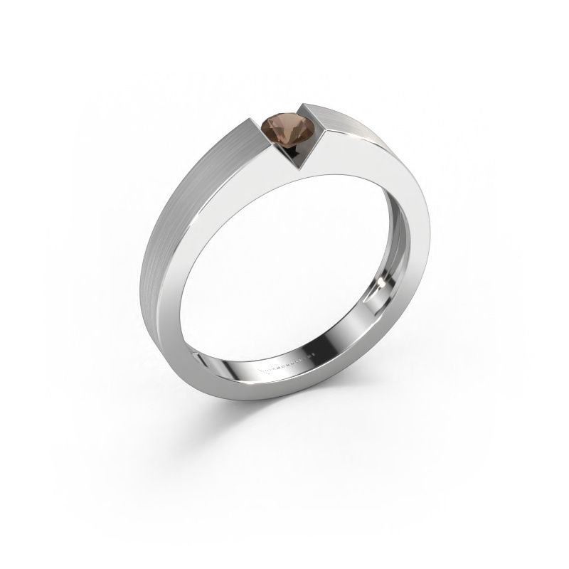 Bague de fiançailles Lizzy 1 950 platine quartz fumé 3.7 mm