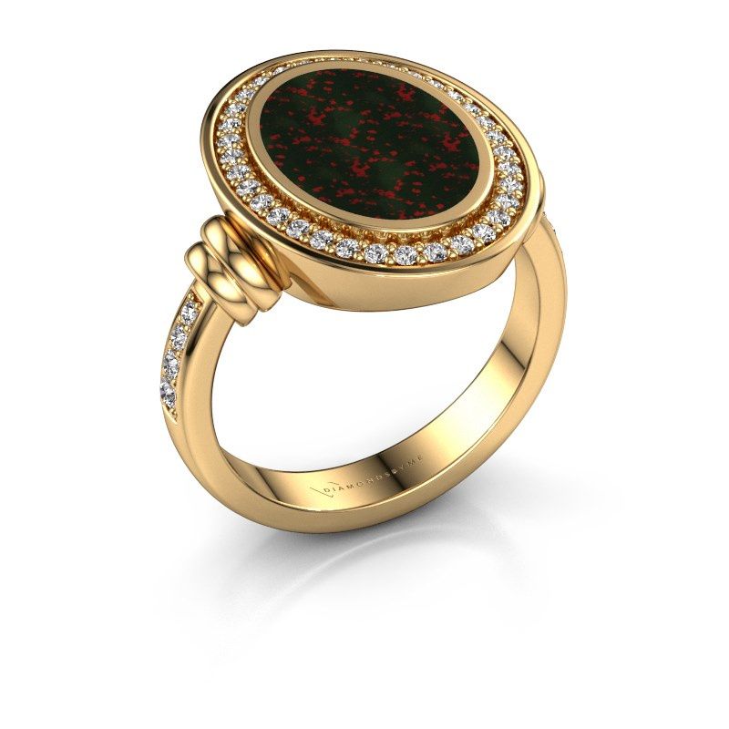 Image of Signet ring cristina<br/>585 gold<br/>Bloodstone 14x10 mm