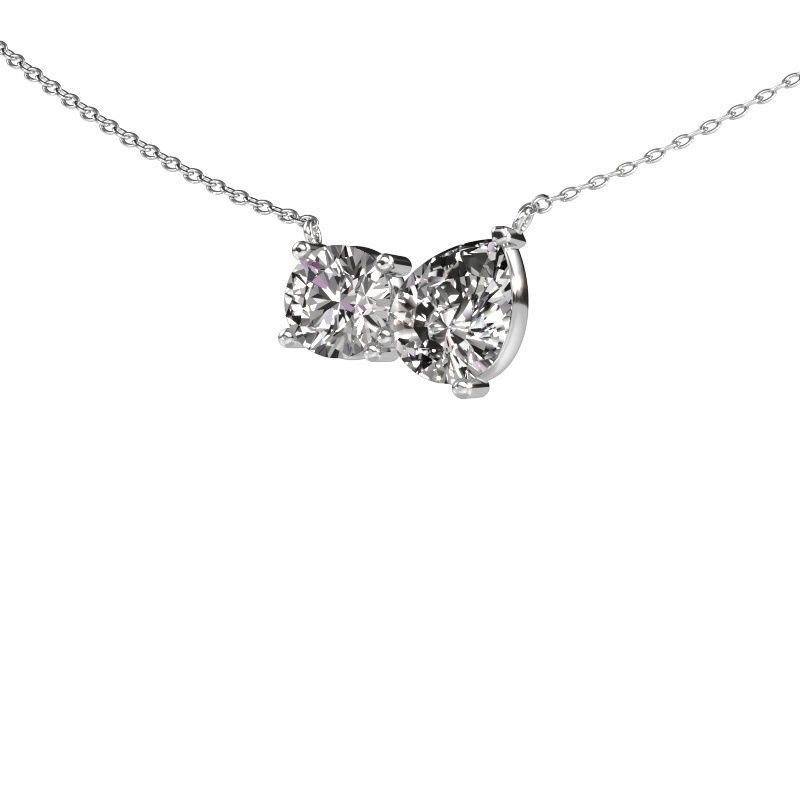 Hanger Toi et Moi RND PER 585 witgoud zirkonia 6.5 mm