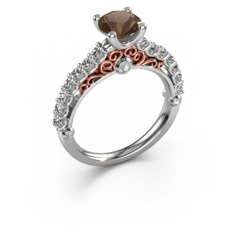 Verlovingsring Shaunda 585 witgoud rookkwarts 6 mm