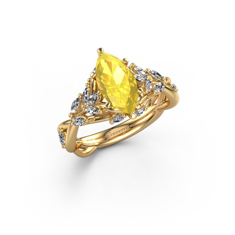 Engagement ring Samantha MRQ 585 gold yellow sapphire 11x5.5 mm