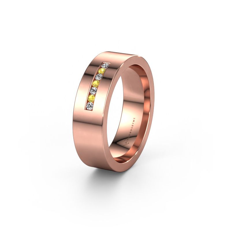 Wedding ring WH0108L16BP 585 rose gold yellow sapphire ±6x2 mm