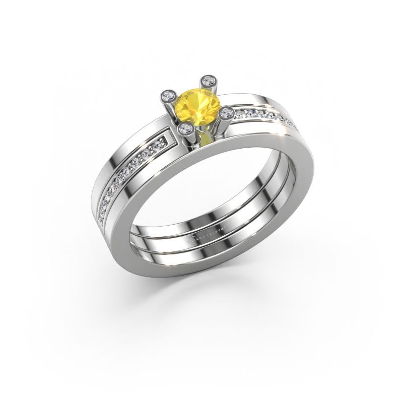 Verlobungsring Alisha 950 Platin Gelb Saphir 4 mm
