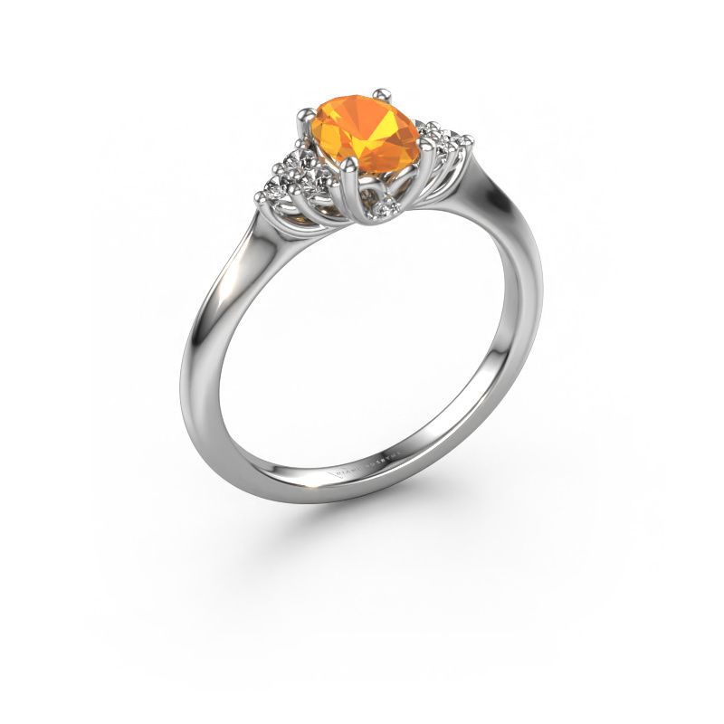 Bague de fiançailles Felipa OVL 950 platine citrine 7x5 mm