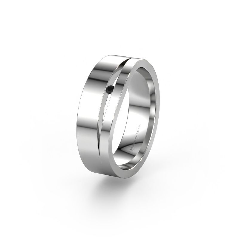 Trouwring WH6000L16AP 585 witgoud zwarte diamant ±6 x 1,7 mm