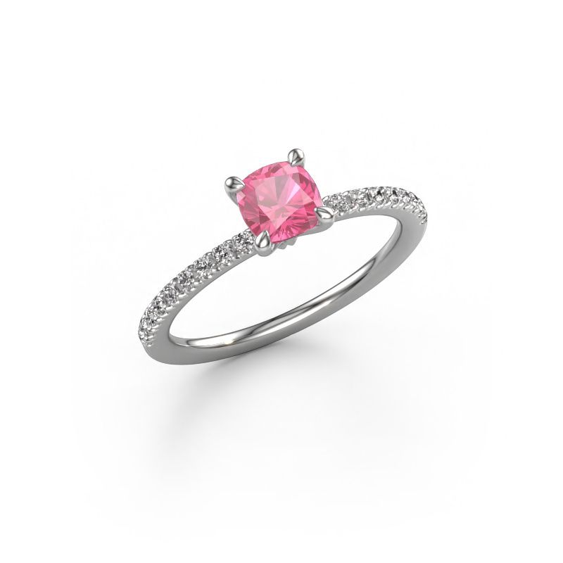 Bague de fiançailles Crystal CUS 2 585 or blanc saphir rose 5 mm