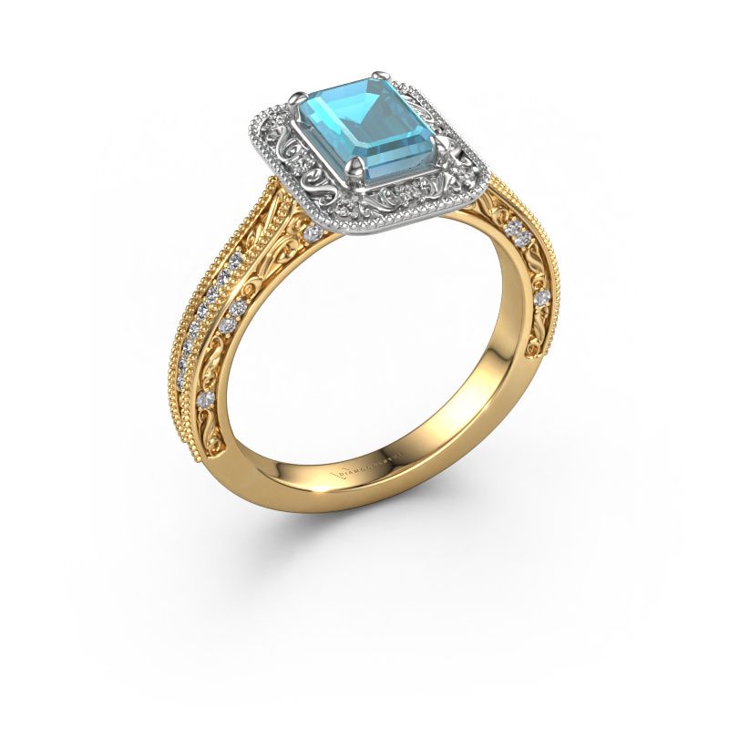 Verlobungsring Alice EME 585 Gold Blau Topas 7x5 mm