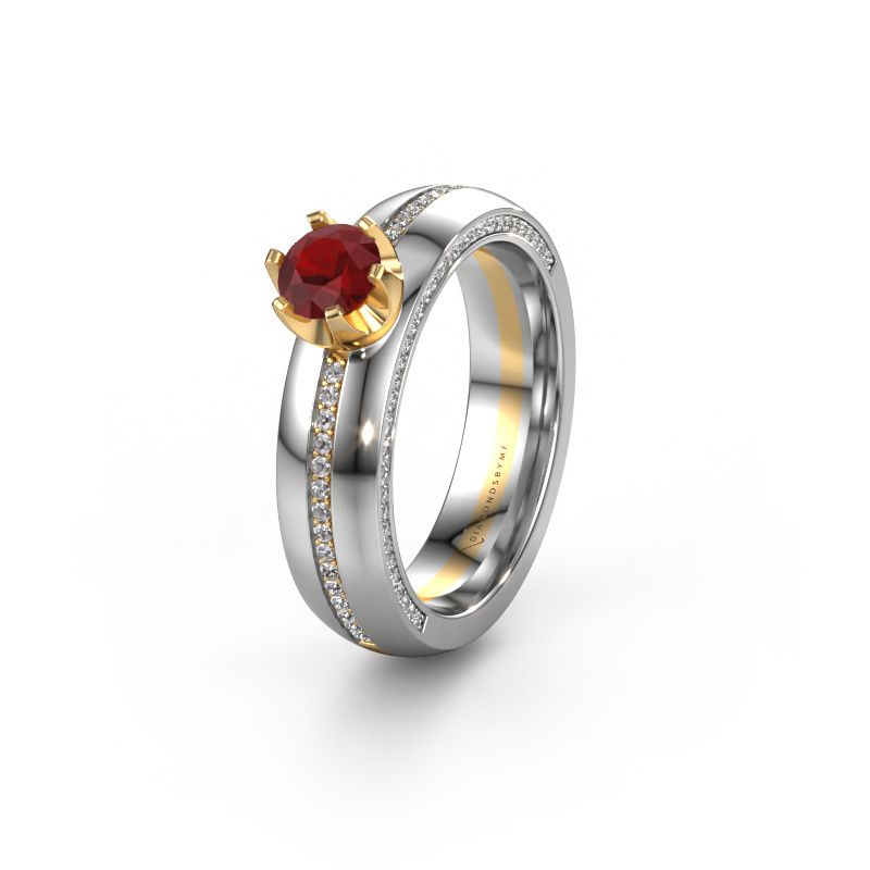 Weddings ring WH0416L25E 585 gold ruby ±5x2.6 mm