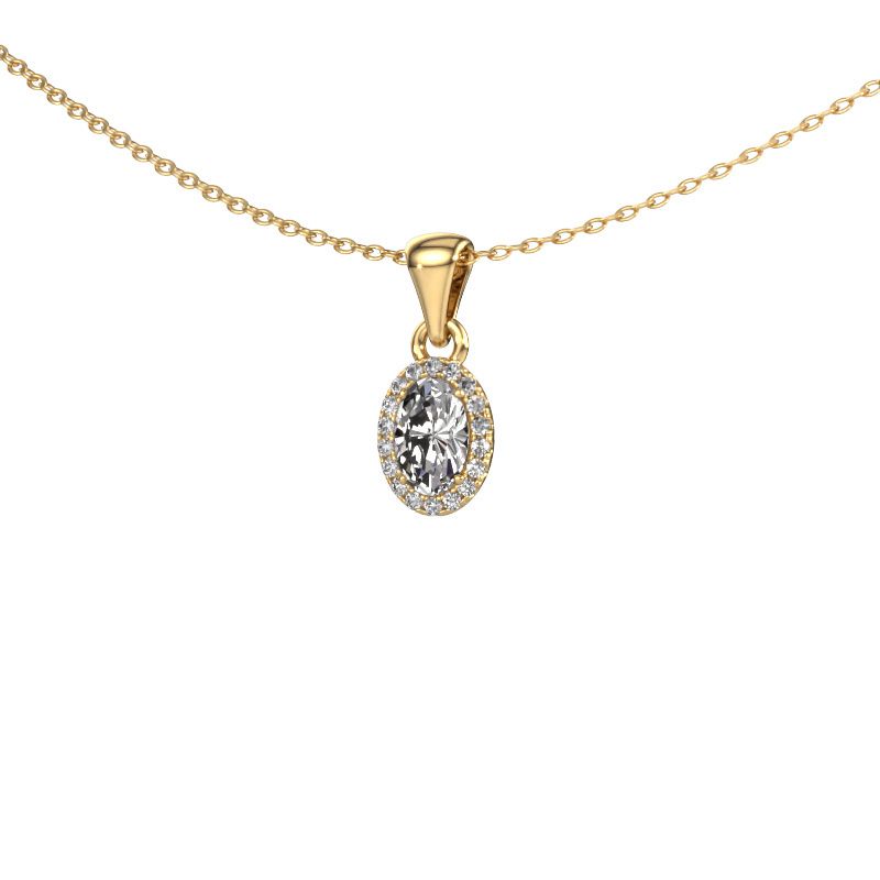 Pendant Seline ovl 585 gold diamond 0.49 crt