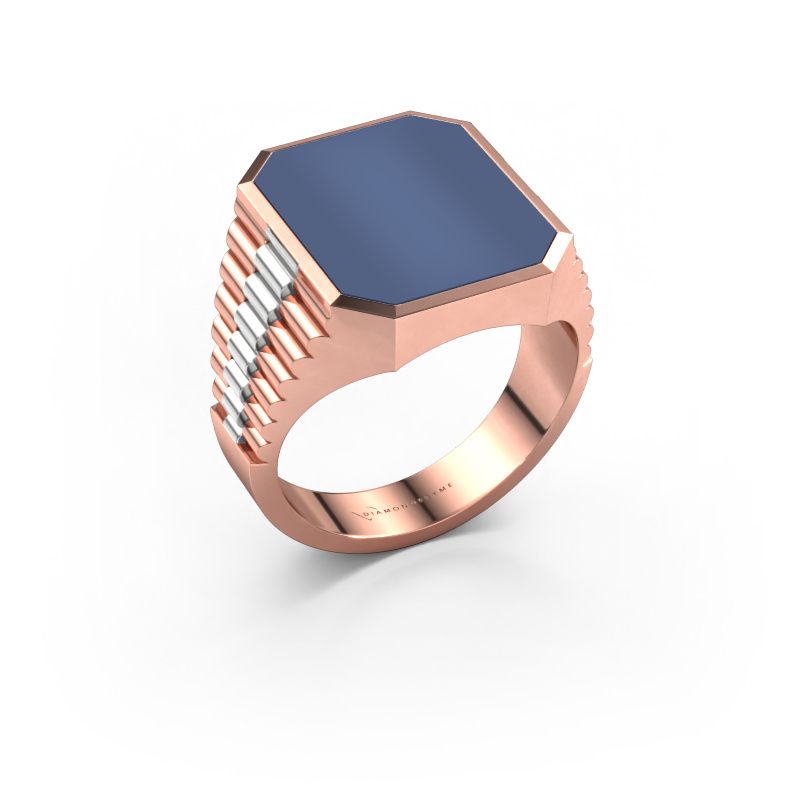 Signet ring Brent 4 585 rose gold blue sardonyx 16x13 mm