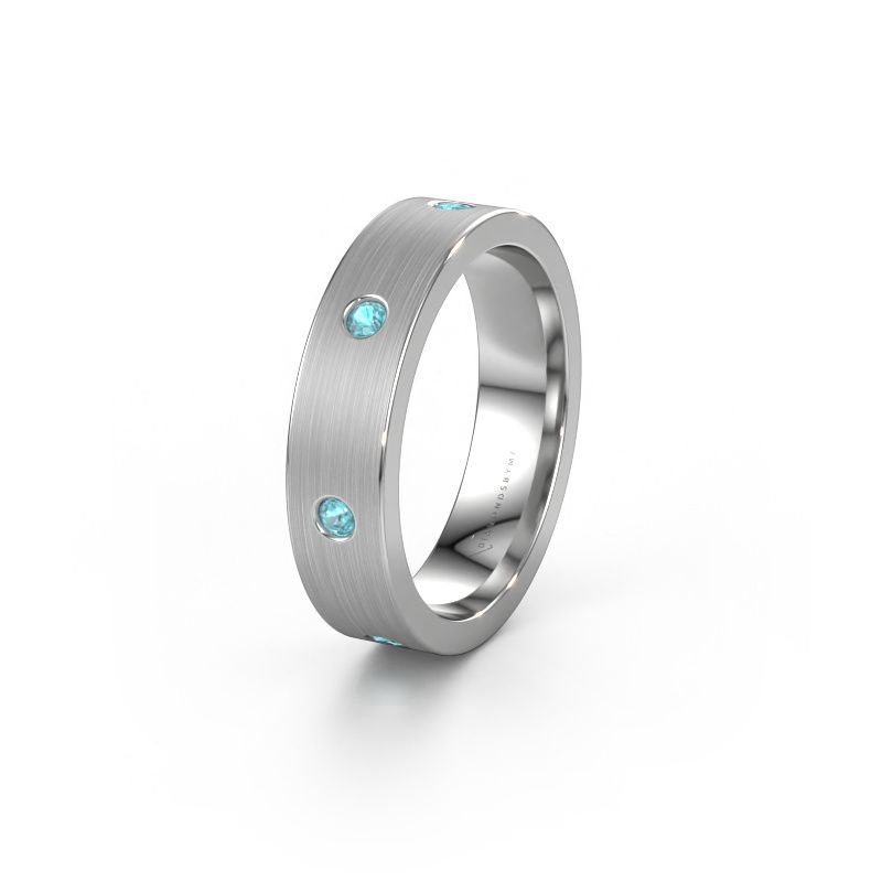 Trouwring WH0105L15BM 585 witgoud blauw topaas 2 mm ±5x2 mm