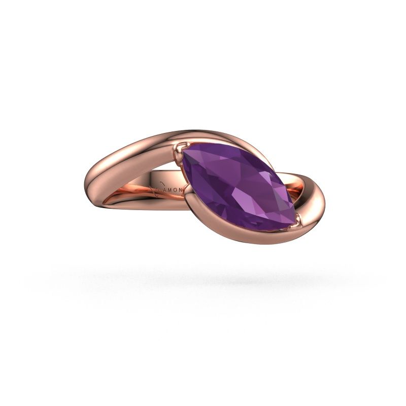 Bague de fiançailles Aida MRQ 585 or rose améthyste 11x5.5 mm