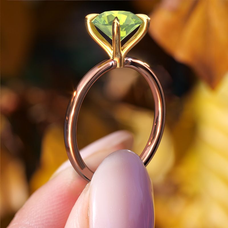 Image of Engagement Ring Crystal Rnd 1<br/>585 rose gold<br/>Peridot 8 mm