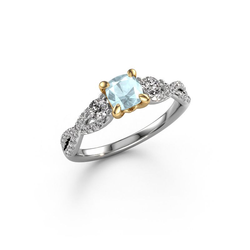 Bague de fiançailles Marilou CUS 585 or blanc aigue-marine 5 mm
