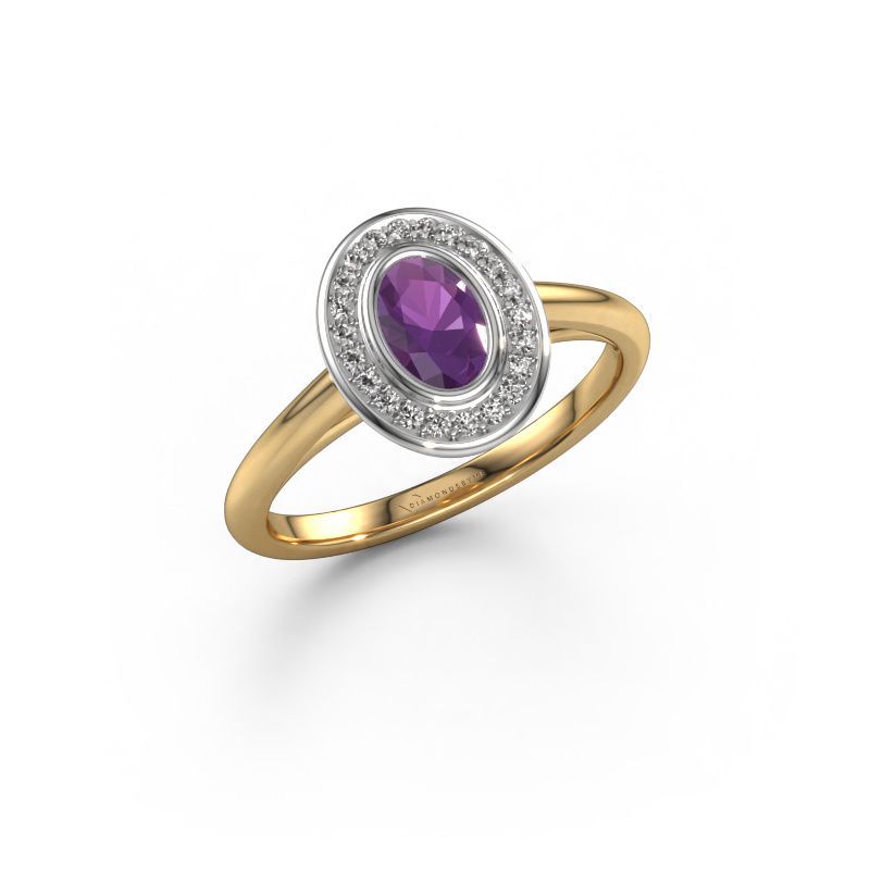 Verlovingsring Noud 1 OVL 585 goud amethist 6x4 mm
