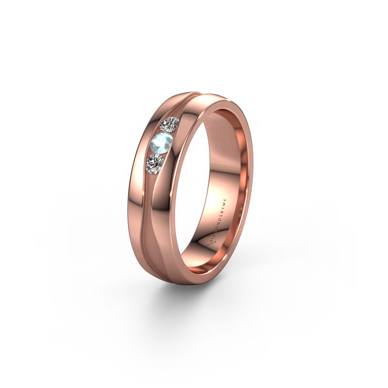 Trouwring WH0172L25A 585 rosé goud aquamarijn ±5x1.7 mm