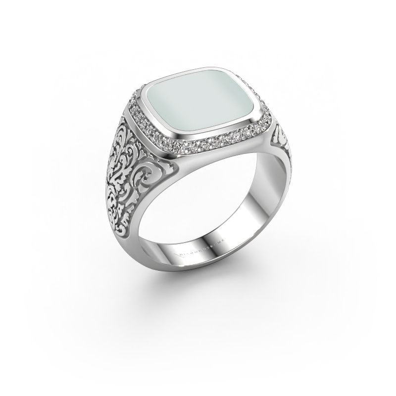 Heren ring Jesse 3 585 witgoud groene lagensteen 10x10 mm