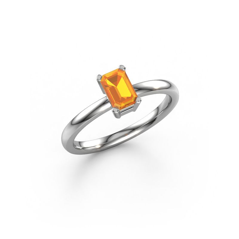 Bague de fiançailles Denita 1 EME 950 platine citrine 6x4 mm