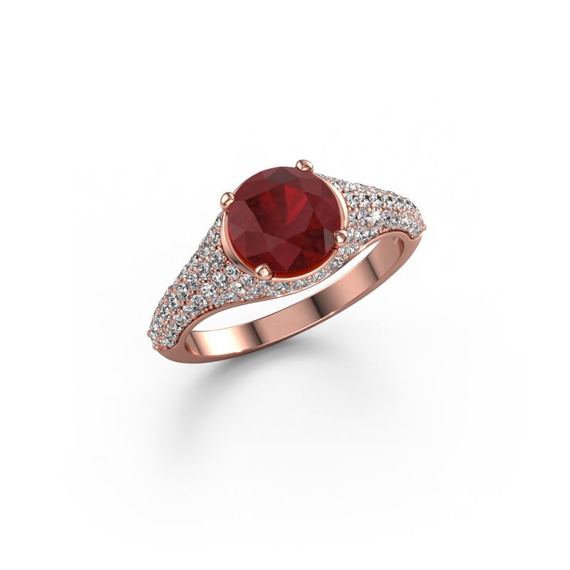 Verlovingsring Lovella 585 rosé goud robijn 7 mm