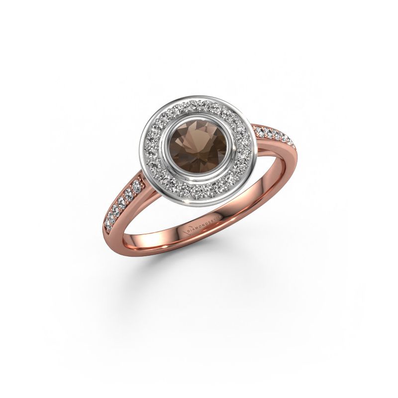 Verlobungsring Noud 2 RND 585 Roségold Rauchquarz 5 mm