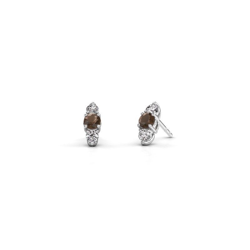 Image of Earrings Amie 950 platinum smokey quartz 4 mm
