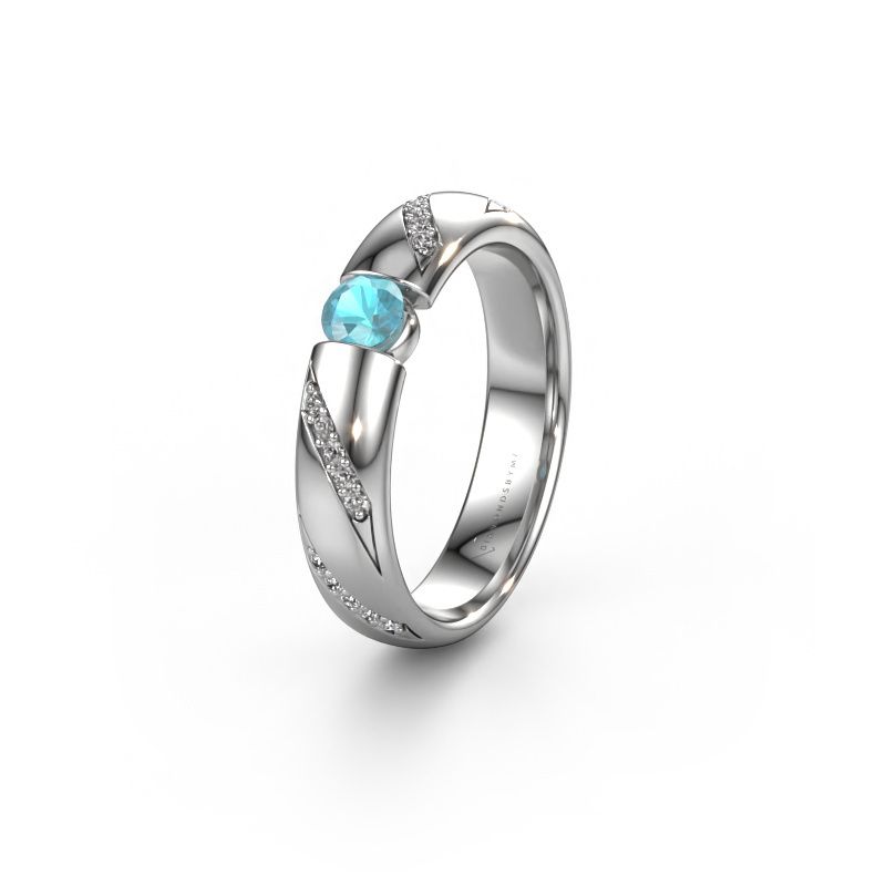 Wedding ring WH2102L34A 585 white gold blue topaz ±5x1.7 mm