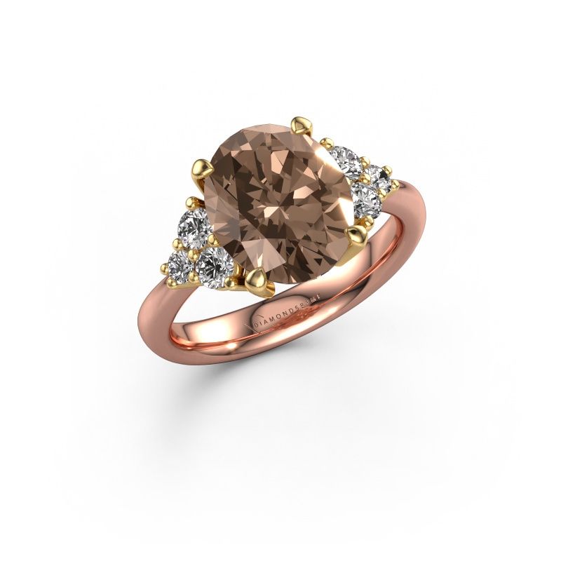 Engagement ring Aleida OVL 1 585 rose gold brown diamond 2.036 crt