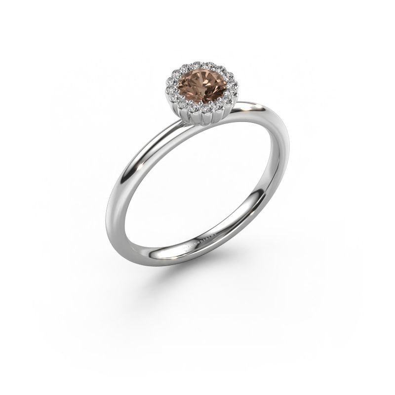 Verlovingsring Queen 585 witgoud bruine diamant 0.38 crt