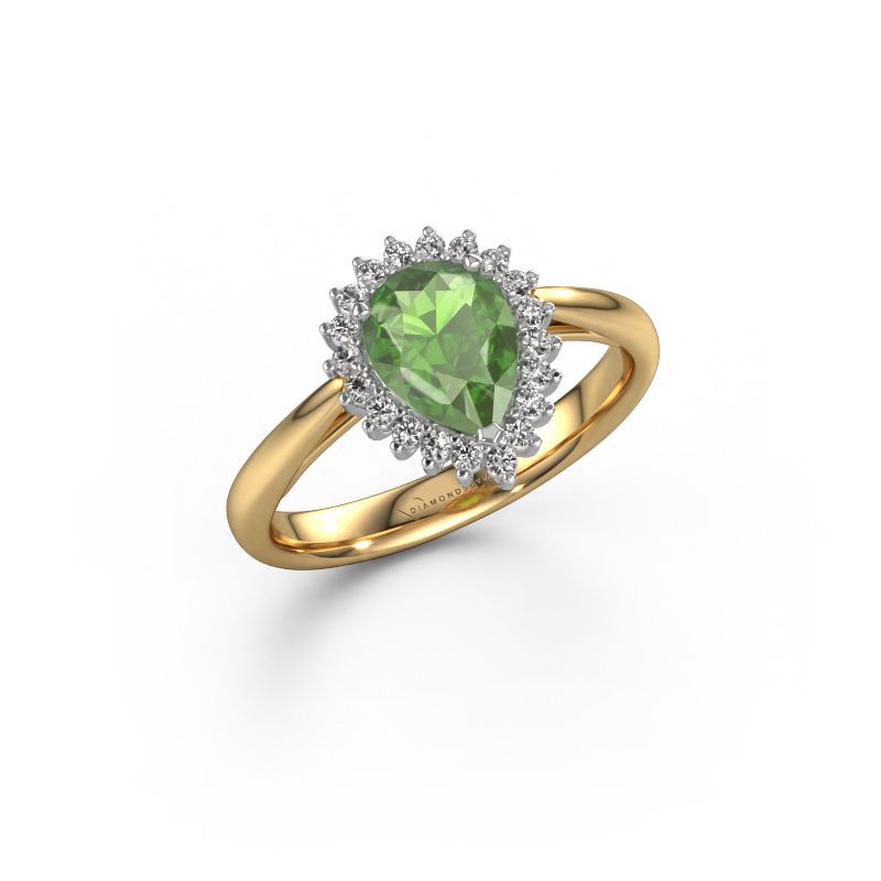 Verlobungsring Tilly per 1 585 Gold Turmalin grün 8x6 mm