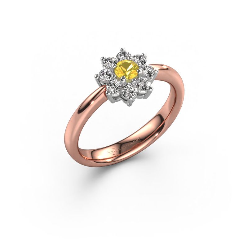 Engagement ring Camille 1 585 rose gold yellow sapphire 3.4 mm
