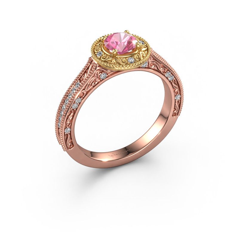 Verlobungsring Alice RND 585 Roségold Pink Saphir 5 mm
