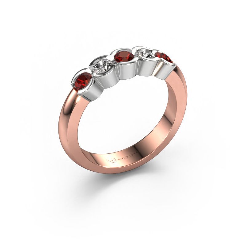 Ring Lotte 5 585 rose gold garnet 3 mm