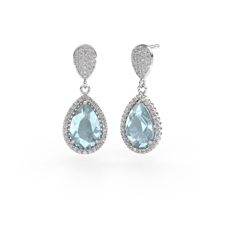 Pendants d'oreilles Tilly per 2 950 platine aigue-marine 12x8 mm