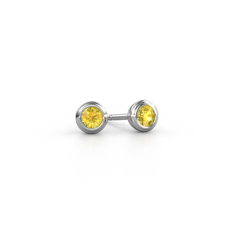 Clous d'oreilles Shemika 950 platine saphir jaune 4 mm