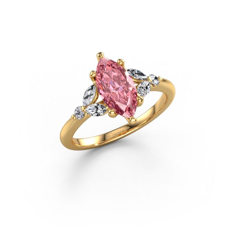 Engagement ring Megan MRQ 585 gold pink lab grown diamond 11x5.5 mm