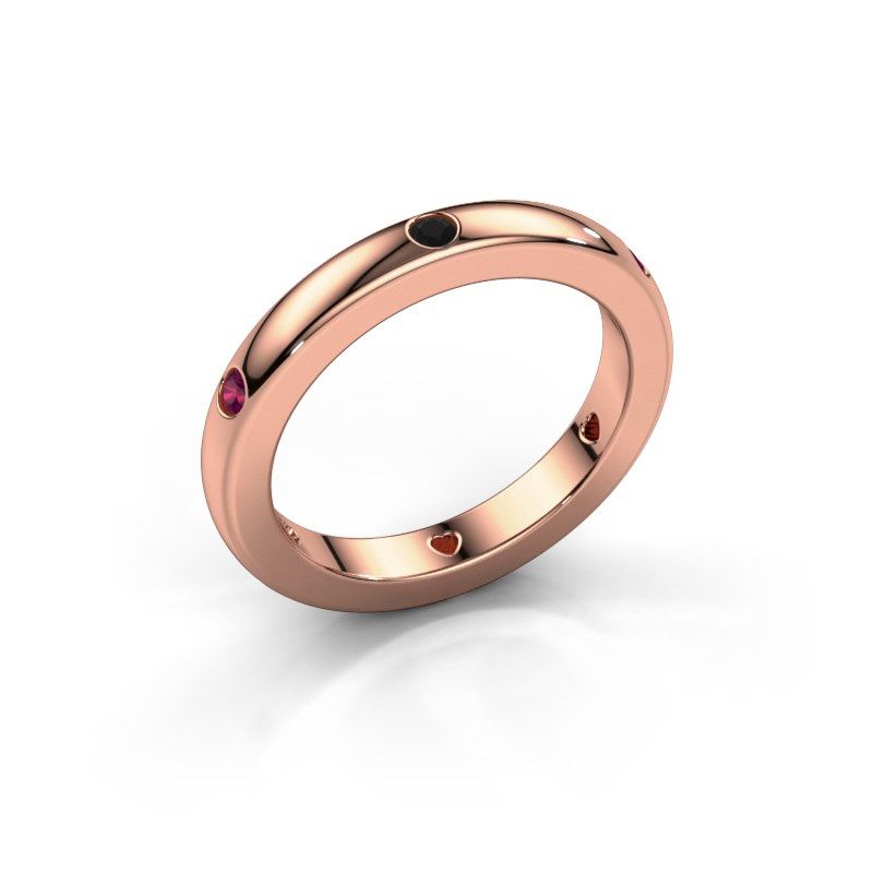 Image of Stackable ring Charla 585 rose gold black diamond 0.108 crt