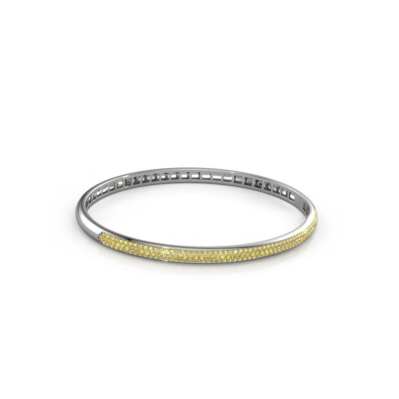 Slavenarmband Emely 4mm 585 witgoud gele saffier 1.1 mm