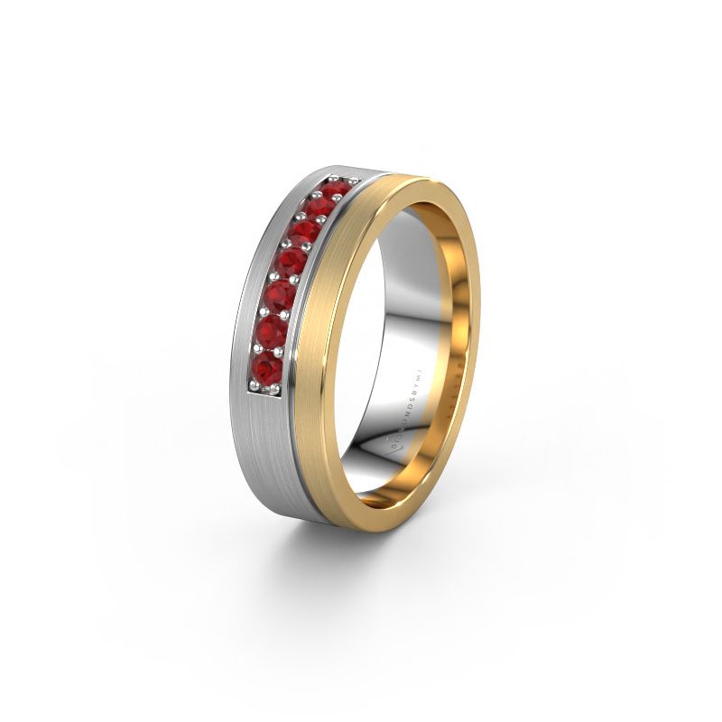 Wedding ring WH0312L16AM 585 white gold ruby ±6x1.7 mm