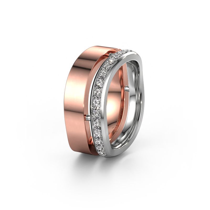 Huwelijksring WH6008L18BP 585 rosé goud zirkonia ±10x2 mm