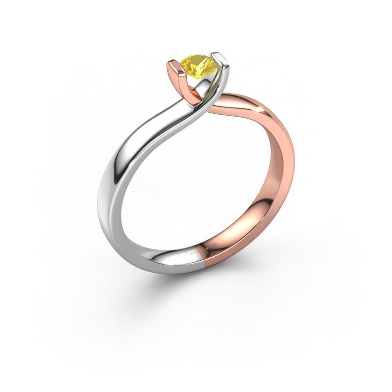 Ring Noor 585 rose gold yellow sapphire 3.7 mm