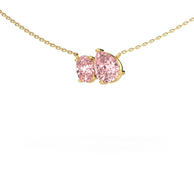 Pendant Toi et Moi PER OVL 585 gold pink lab grown diamond 8x6 mm