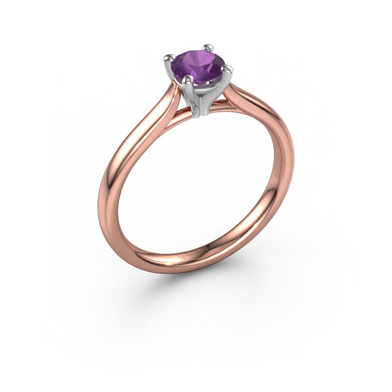 Bague de fiançailles Mignon RND 1 585 or rose améthyste 5 mm