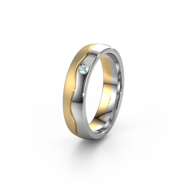 Wedding ring WH0701L25APM 585 gold aquamarine ±5x1.7 mm