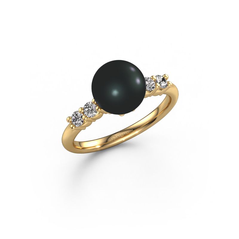 Ring Cecile 585 Gold Schwarz Perle 5 mm