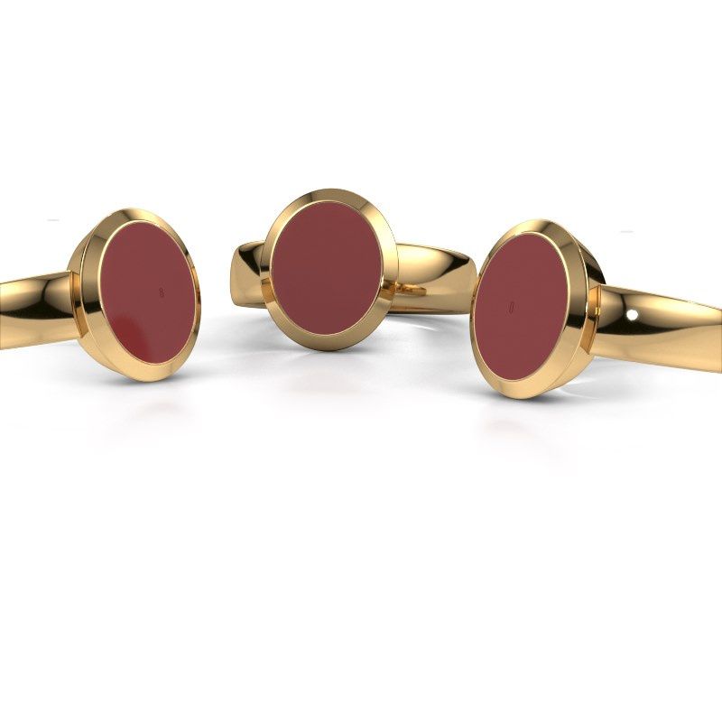 Afbeelding van Zegelring Oscar 3<br/>585 goud<br/>rode emaille 12x10 mm